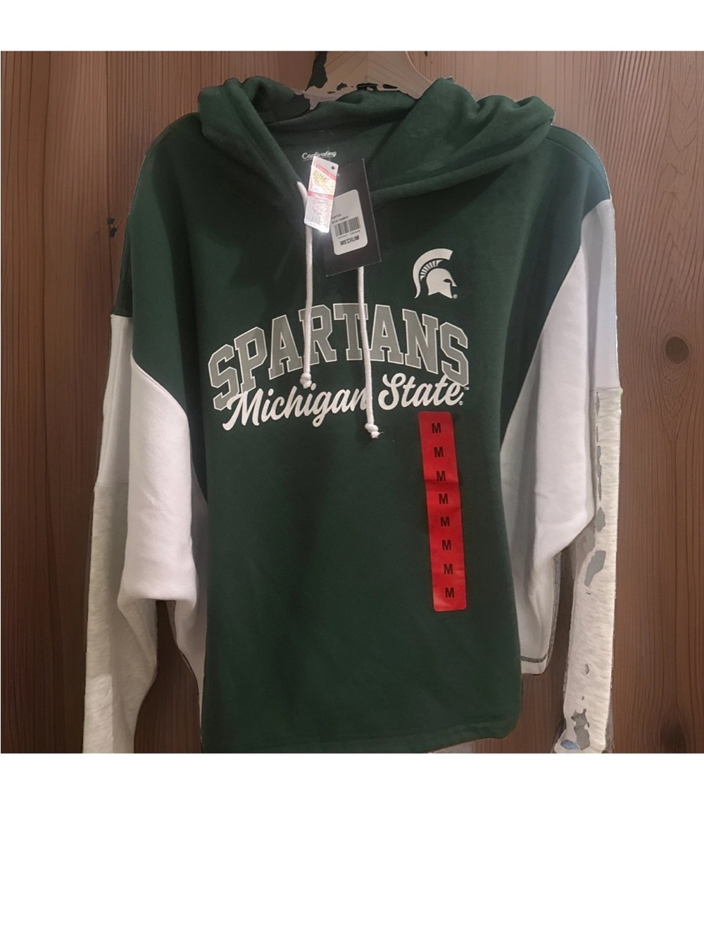 Michigan State Spartans Green & White Colorblock Hoodie